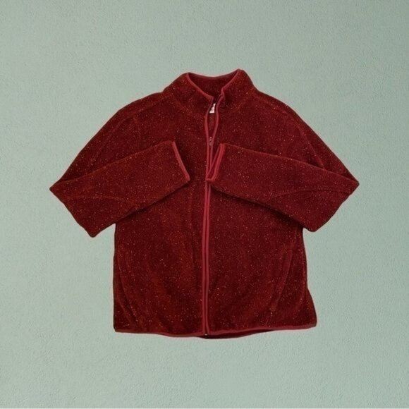 Vintage Y2K Orvis Speckled Fleece Full Zip Jacket Red Small - Picture 3 of 6